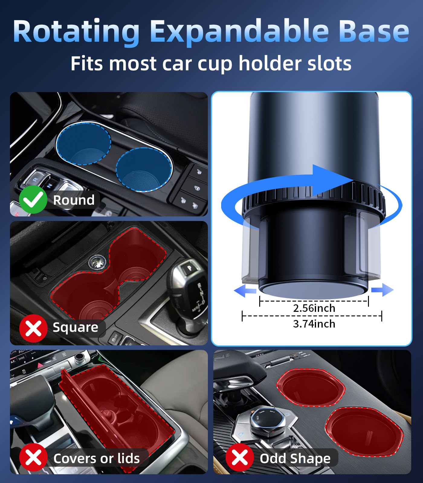 4-Port Retractable USB Car Charger Hub with RGB Light