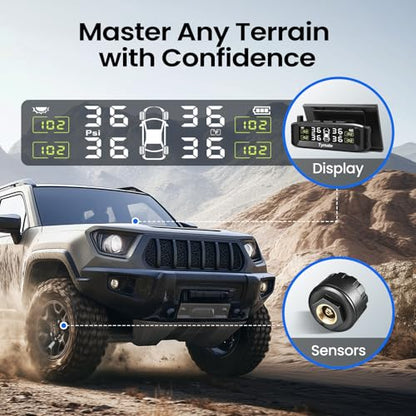 Wireless Solar TPMS with 4 Sensors & Color Display
