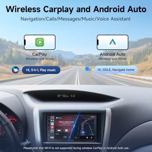 7" Android Car Stereo with Wireless CarPlay, Android Auto & Backup Camera