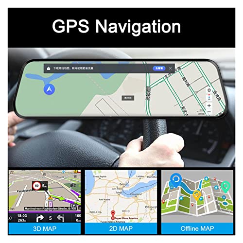 12" Android Mirror Dash Cam with Dual 1080P Recording & ADAS