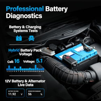 OBD2 Diagnostic Scanner with 12 Reset Functions & Battery Test