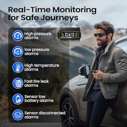 Wireless Solar TPMS with 4 Sensors & Color Display