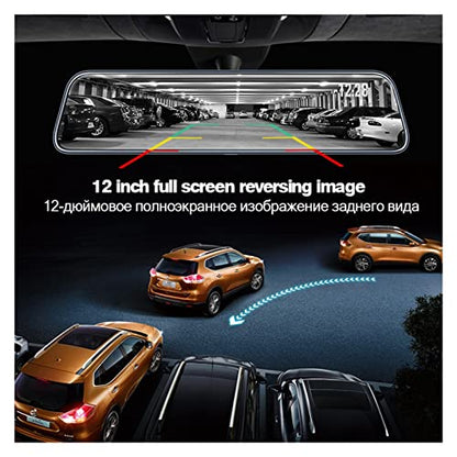 12" Android Mirror Dash Cam with Dual 1080P Recording & ADAS