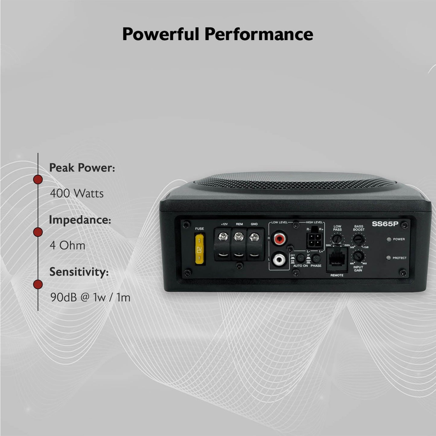 Slim Under-Seat Powered Subwoofer with Built-In Amplifier
