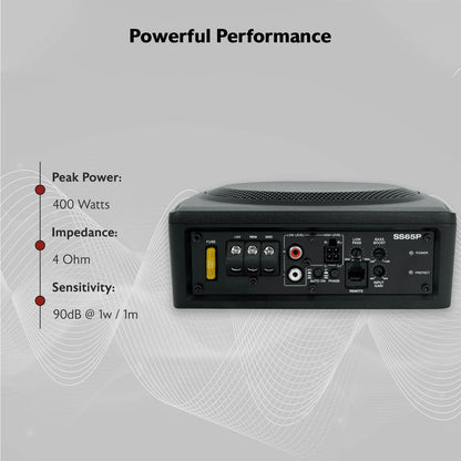 Slim Under-Seat Powered Subwoofer with Built-In Amplifier