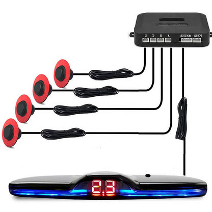 4-Sensor Rear Parking Radar System with LED Distance Display