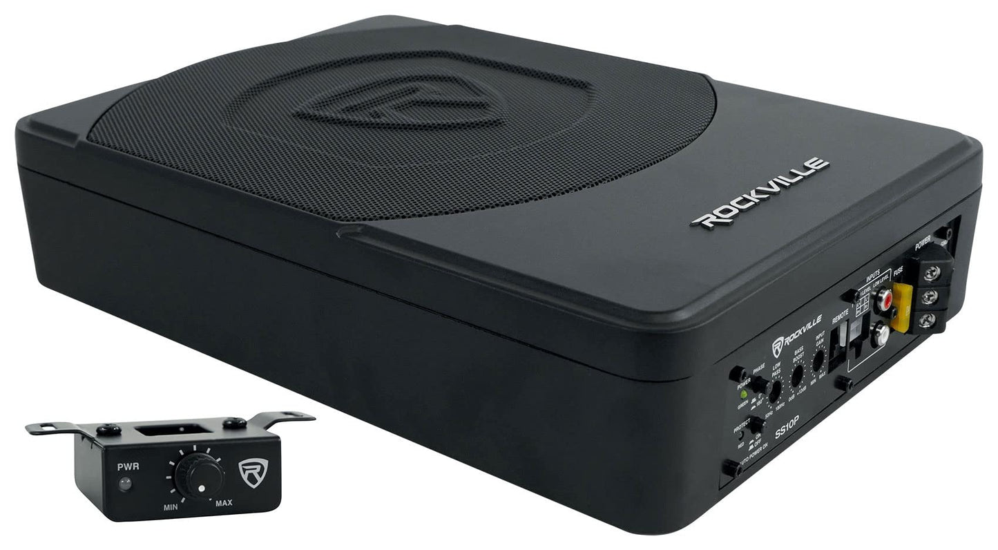 Slim Under-Seat Powered Subwoofer with Built-In Amplifier