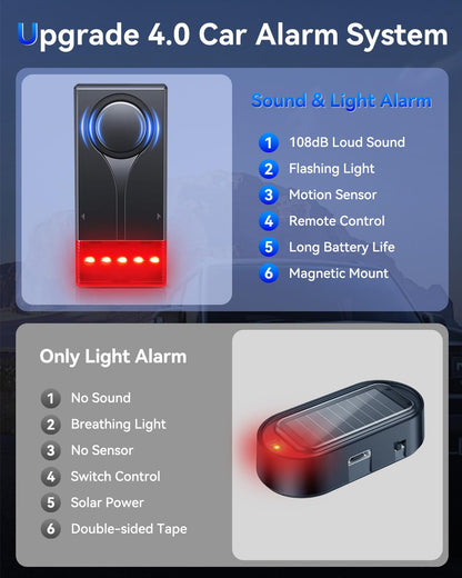 108dB Car Anti-Theft Alarm System with Vibration Sensor & Remote