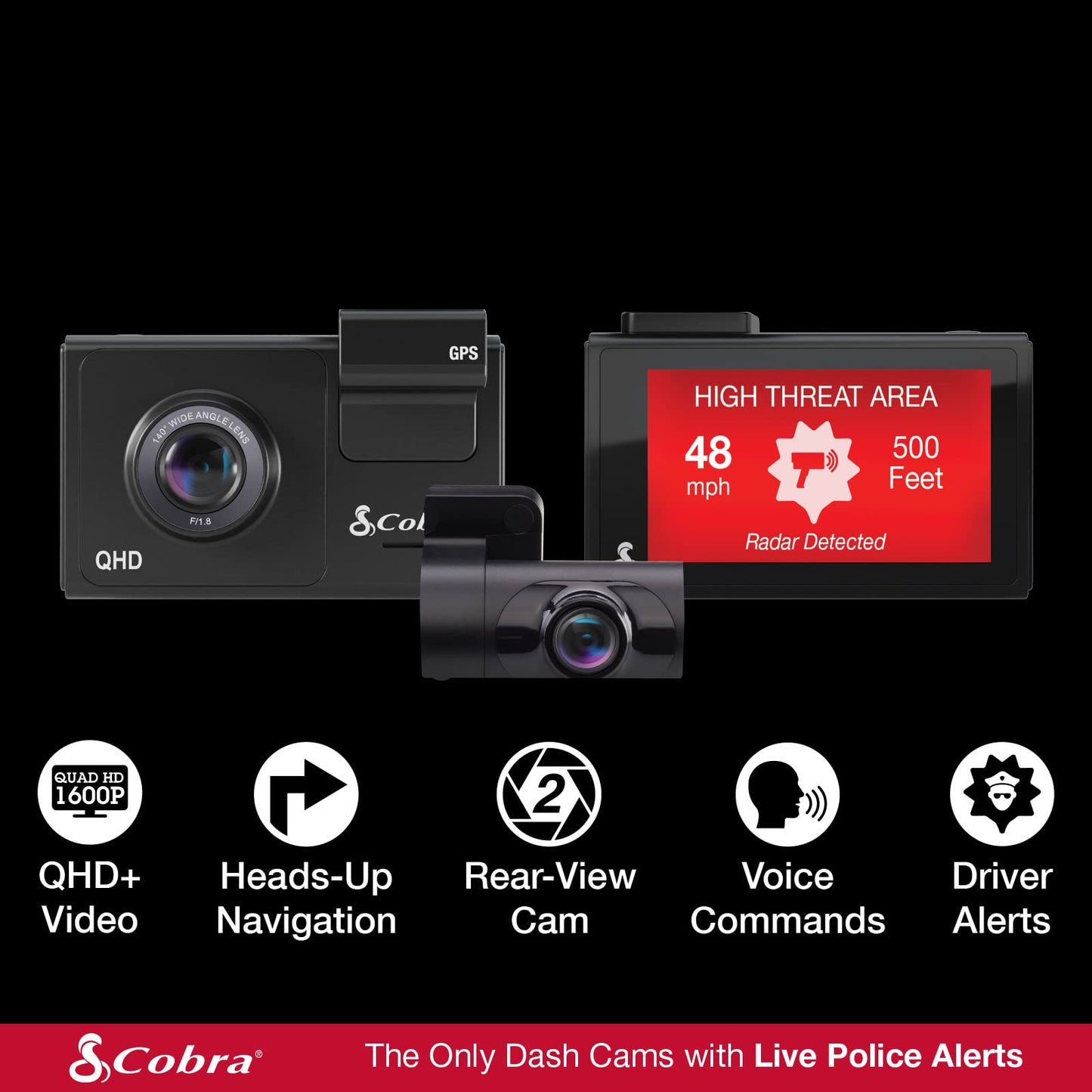 Dual Quad HD Dash Cam with GPS, WiFi & 24/7 Parking Protection