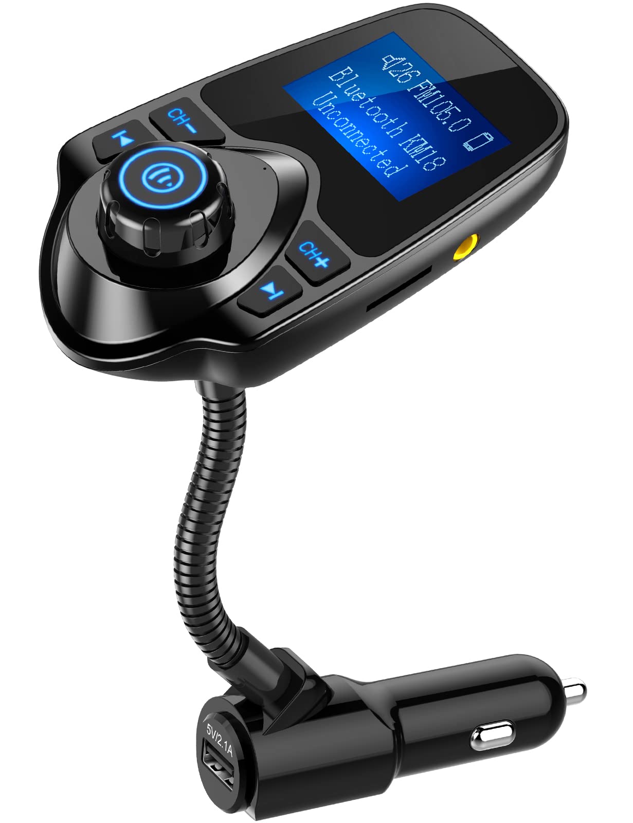 Car Bluetooth FM Transmitter with Hands-Free Calling & USB Charging
