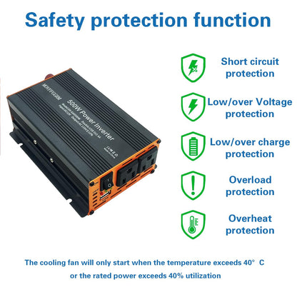 3000W Car Power Inverter with 3 AC Outlets & USB Charging Port