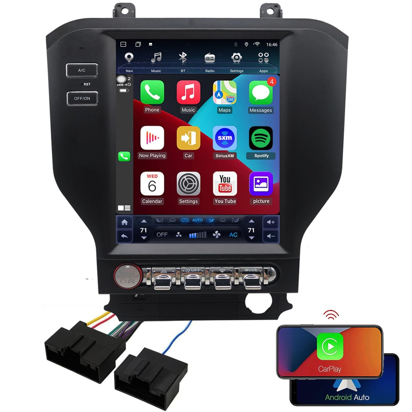 Android Touchscreen Head Unit for 2015–2023 Mustang with CarPlay & Android Auto