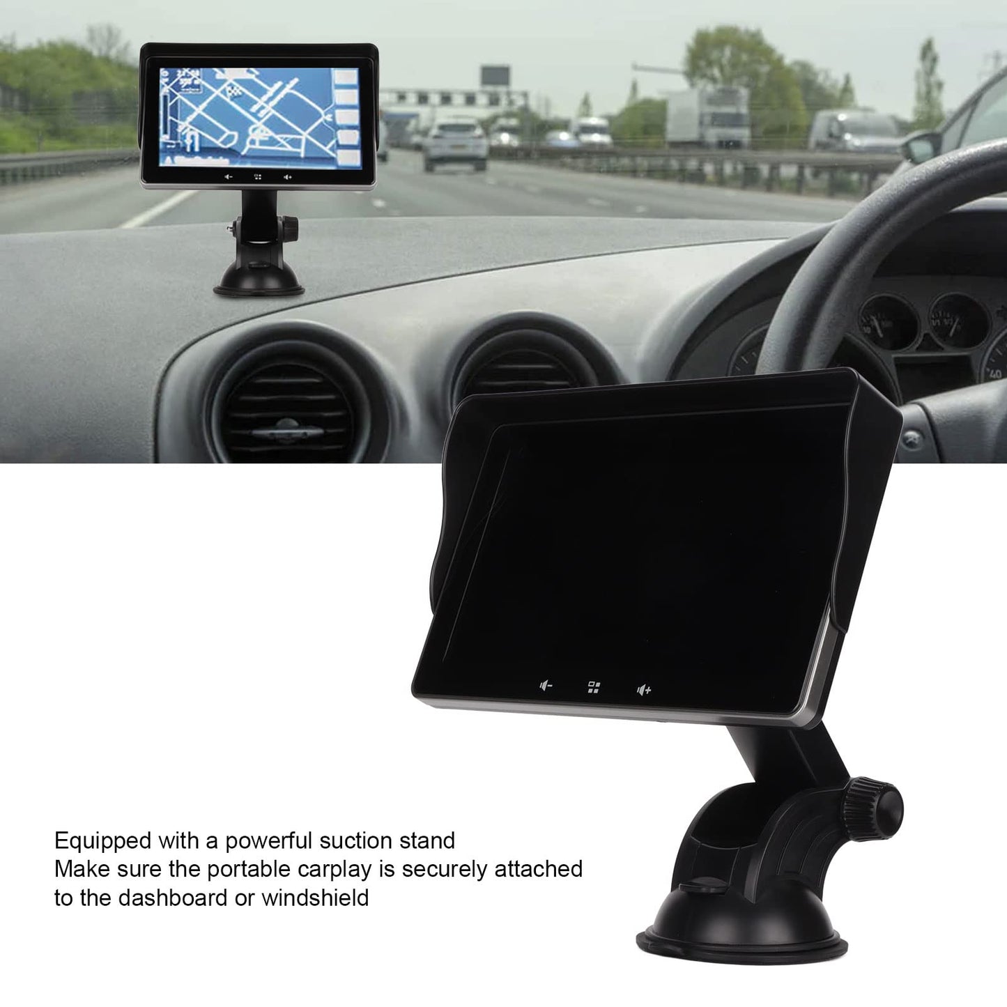 7" Portable Car Stereo with IPS Display and Sun Visor Mount