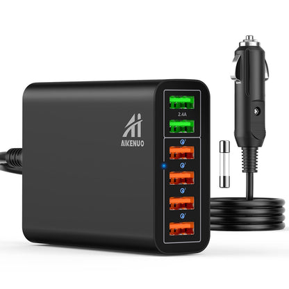 96W 6-Port USB Car Charger with 4 Quick Charge 3.0 Ports