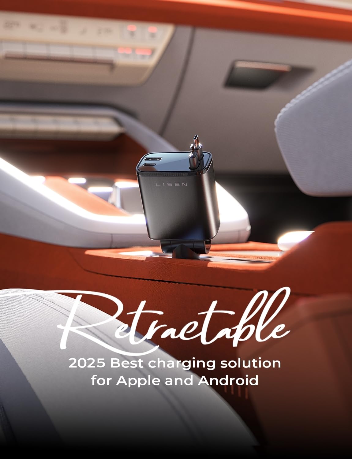 84W Retractable USB-C Car Charger with Fast Charging