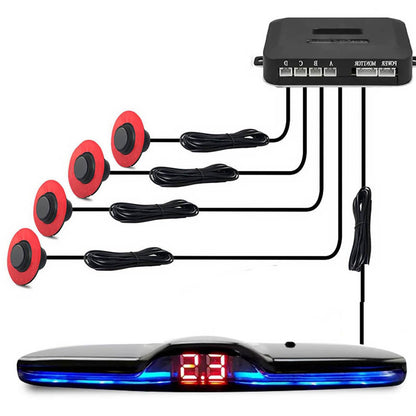 4-Sensor Rear Parking Radar System with LED Distance Display