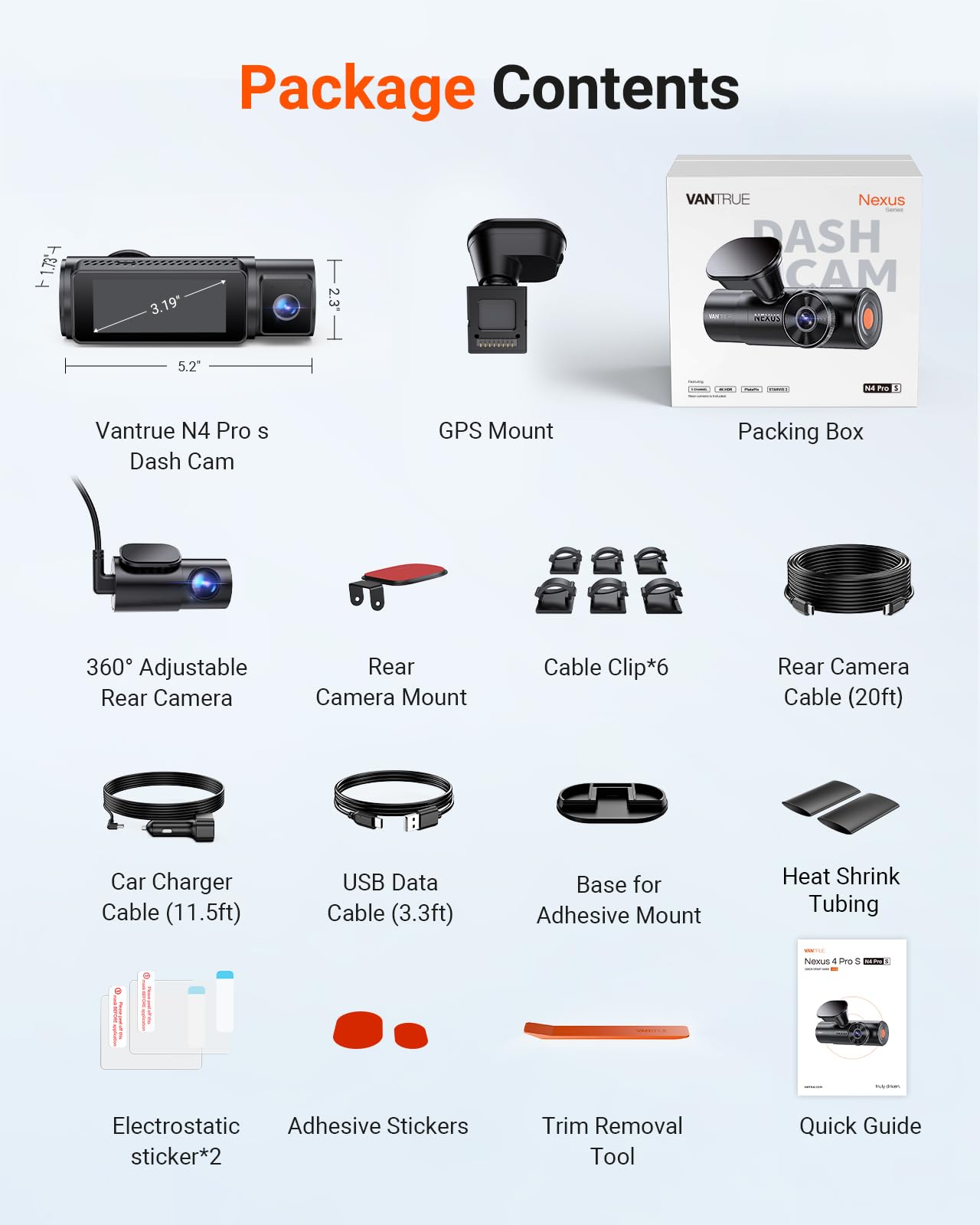 3-Channel 4K Dash Cam with STARVIS 2, GPS, WiFi & Parking Mode