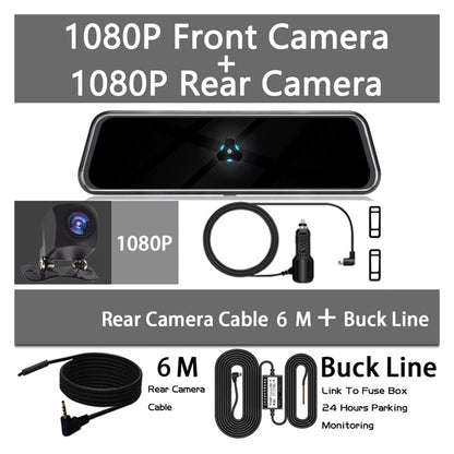 10" IPS Mirror Dash Cam with Dual Lens Full HD Recording