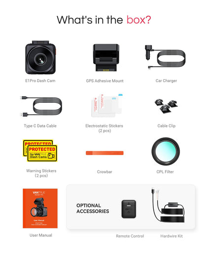 Vantrue E1 Pro 4K Mini Front Dash Cam