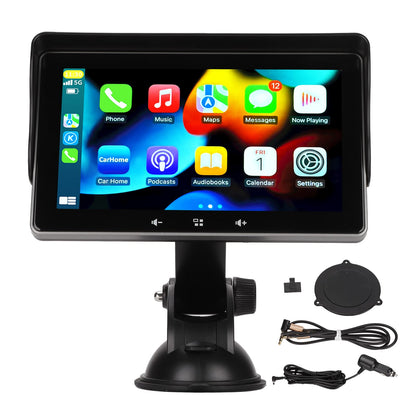 7" Portable Car Stereo with IPS Display and Sun Visor Mount