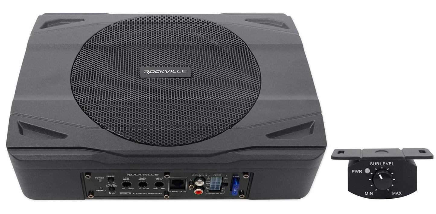 Slim Under-Seat Powered Subwoofer with Built-In Amplifier