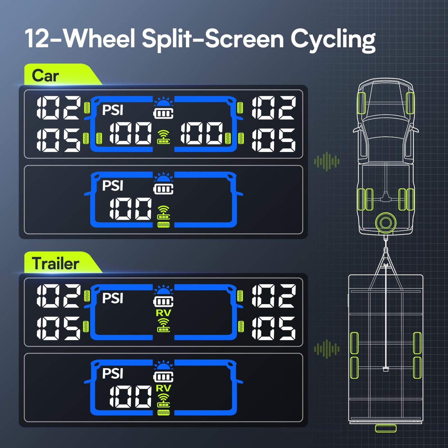 TM12 Tire Pressure Monitoring System with 4 or 6 Sensors