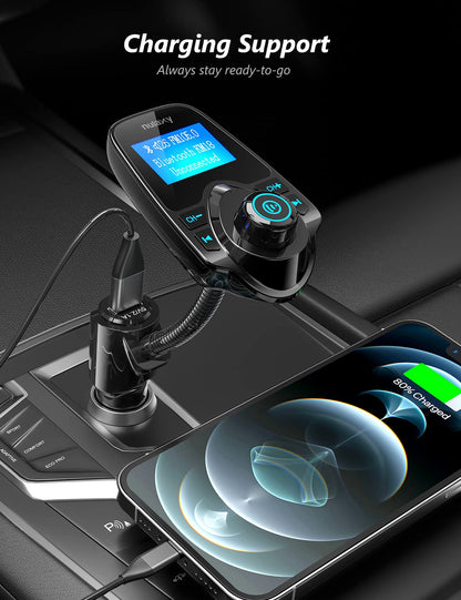 Car Bluetooth FM Transmitter with Hands-Free Calling & USB Charging