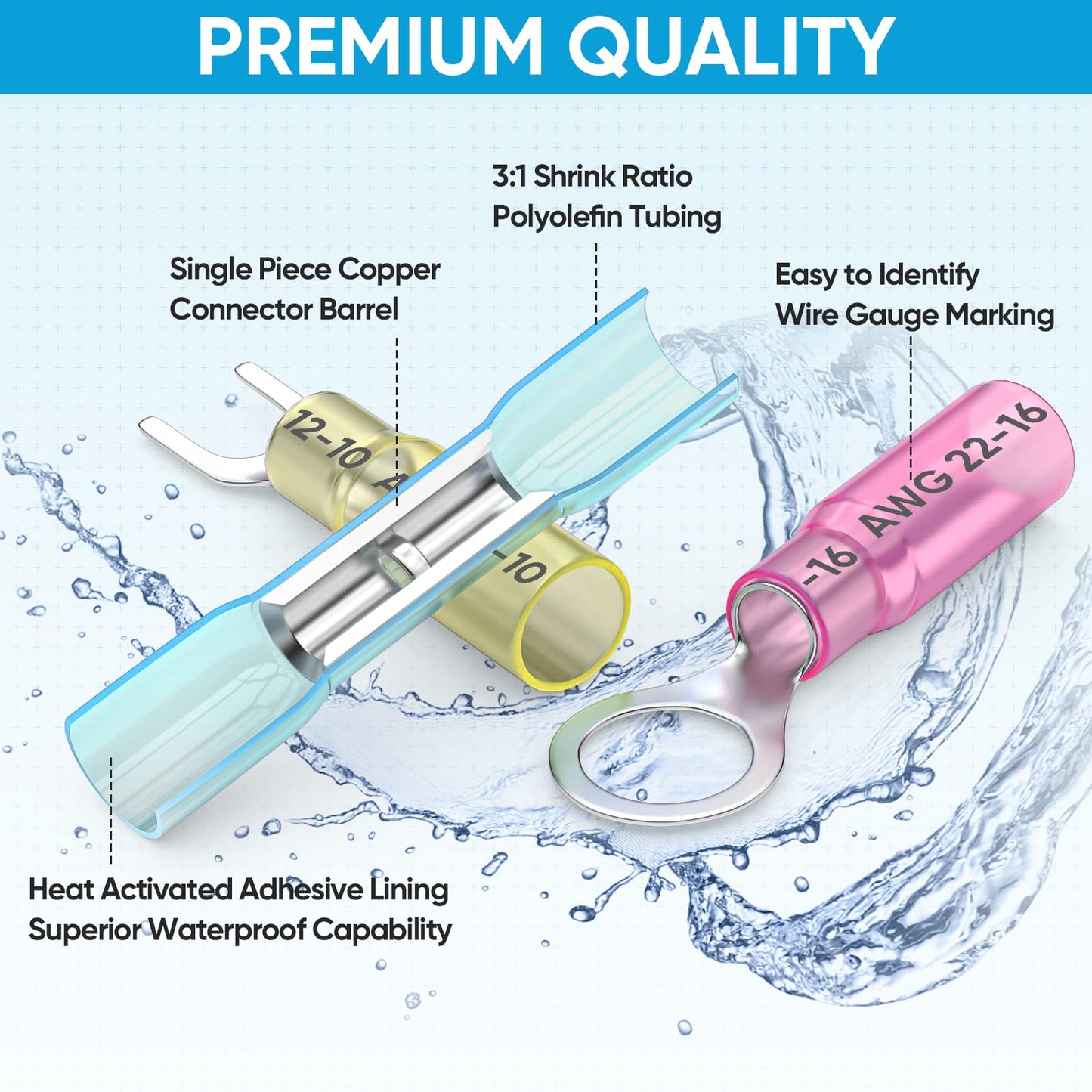 Waterproof Heat Shrink Wire Connector Kit for Automotive & Marine