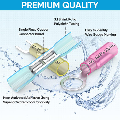 Waterproof Heat Shrink Wire Connector Kit for Automotive & Marine