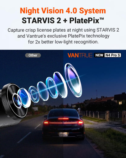 3-Channel 4K Dash Cam with STARVIS 2, GPS, WiFi & Parking Mode