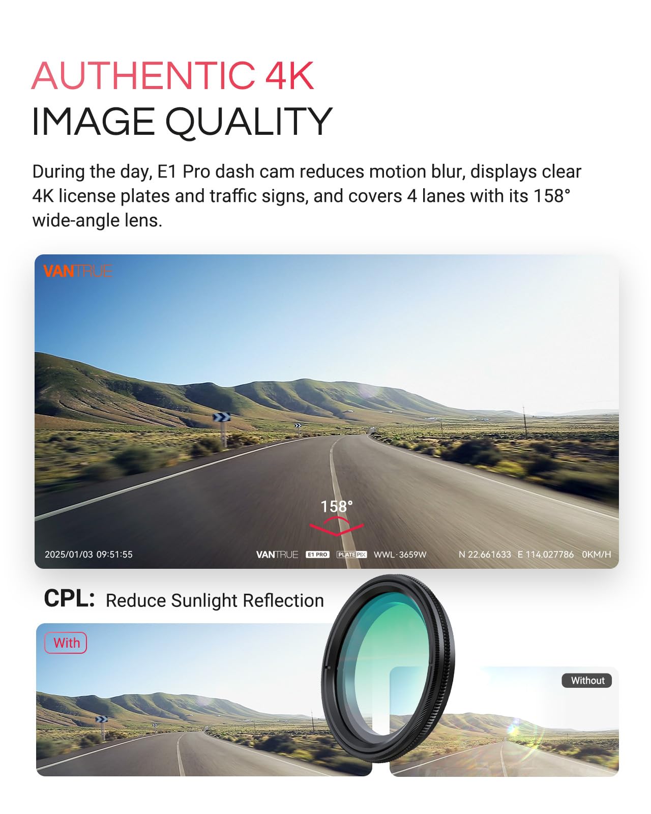Vantrue E1 Pro 4K Mini Front Dash Cam