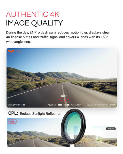 Vantrue E1 Pro 4K Mini Front Dash Cam