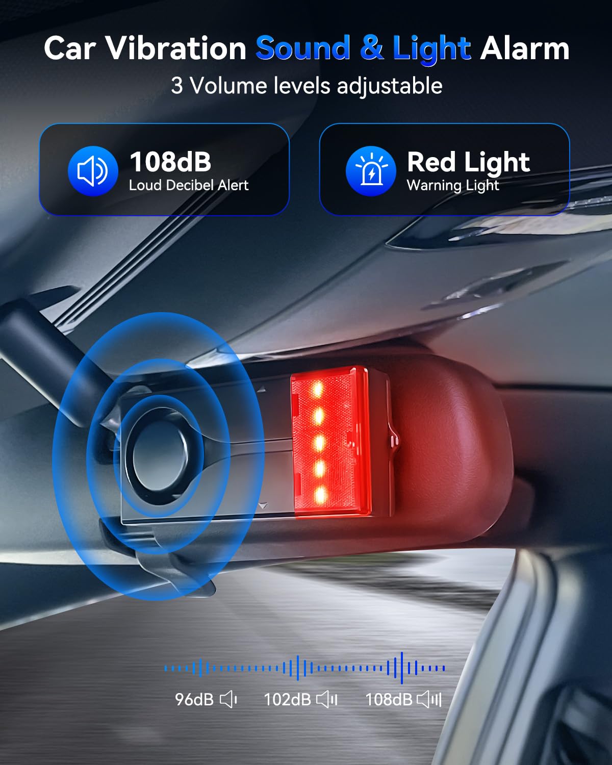 108dB Car Anti-Theft Alarm System with Vibration Sensor & Remote