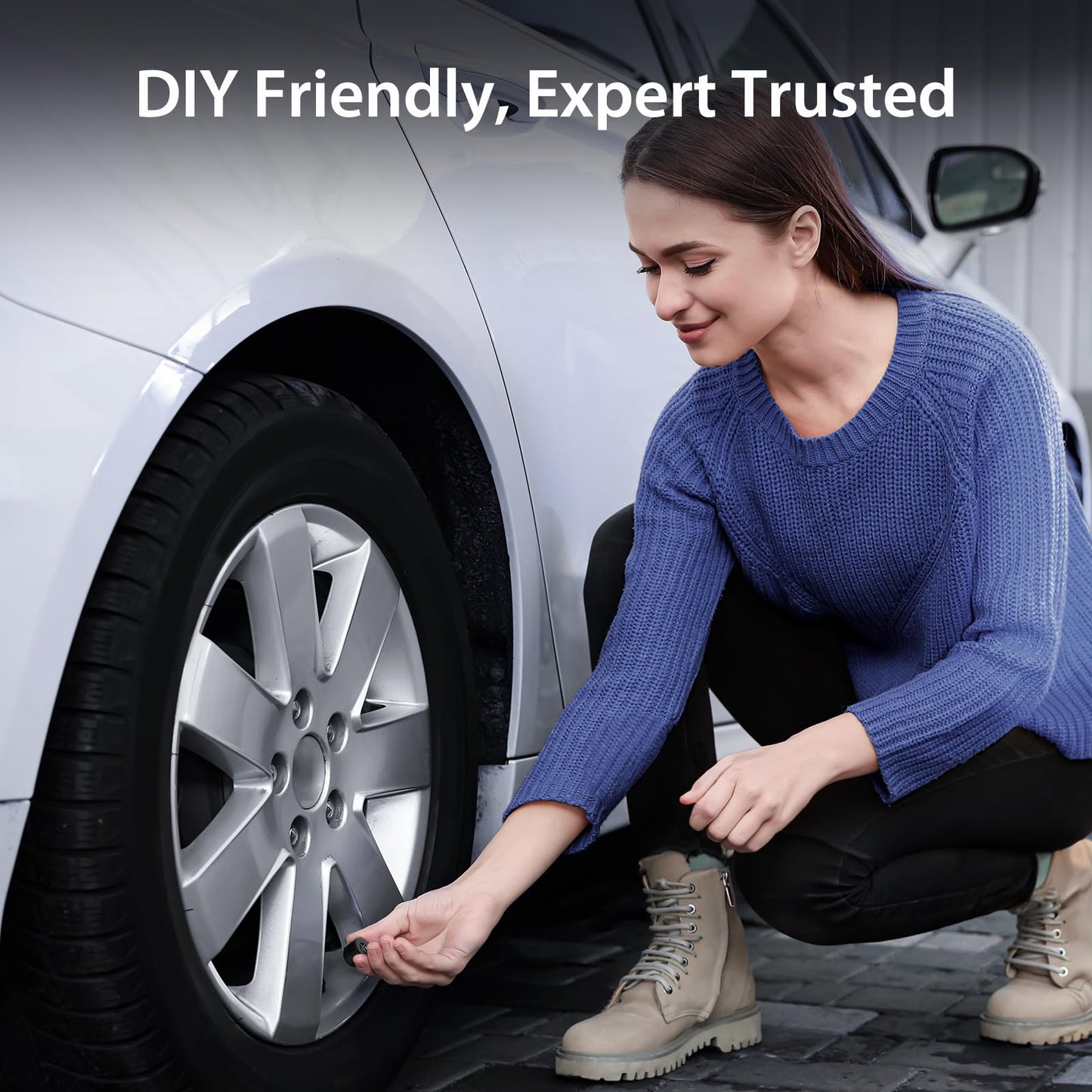Wireless Tire Pressure Monitoring System with 4 External Sensors & Color Display