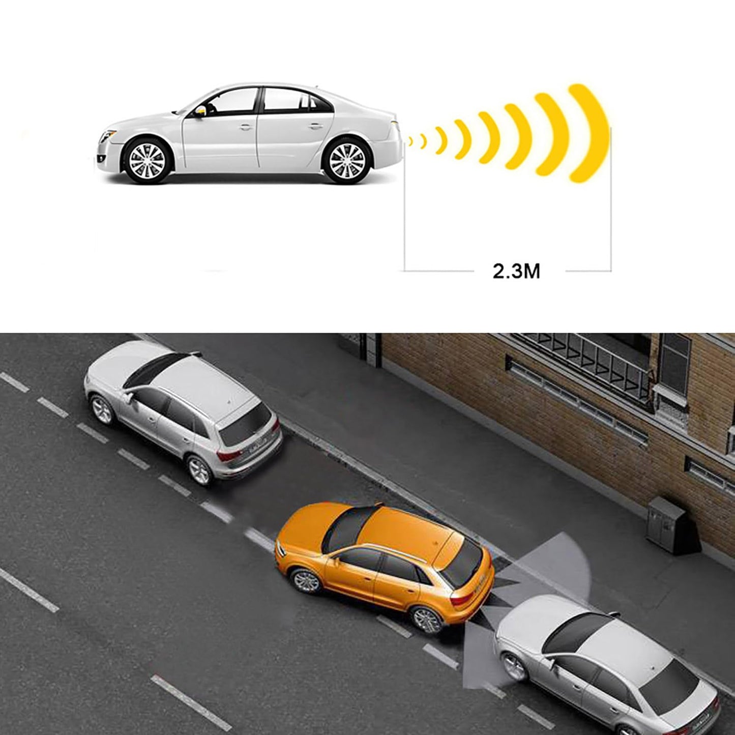 4-Sensor Rear Parking Radar System with LED Distance Display