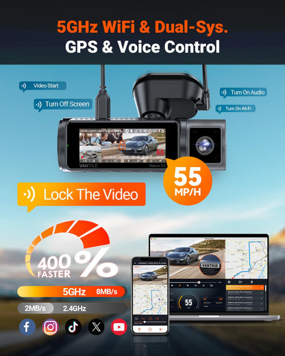 4-Channel 360° WiFi Dash Cam with STARVIS 2, GPS & Parking Mode