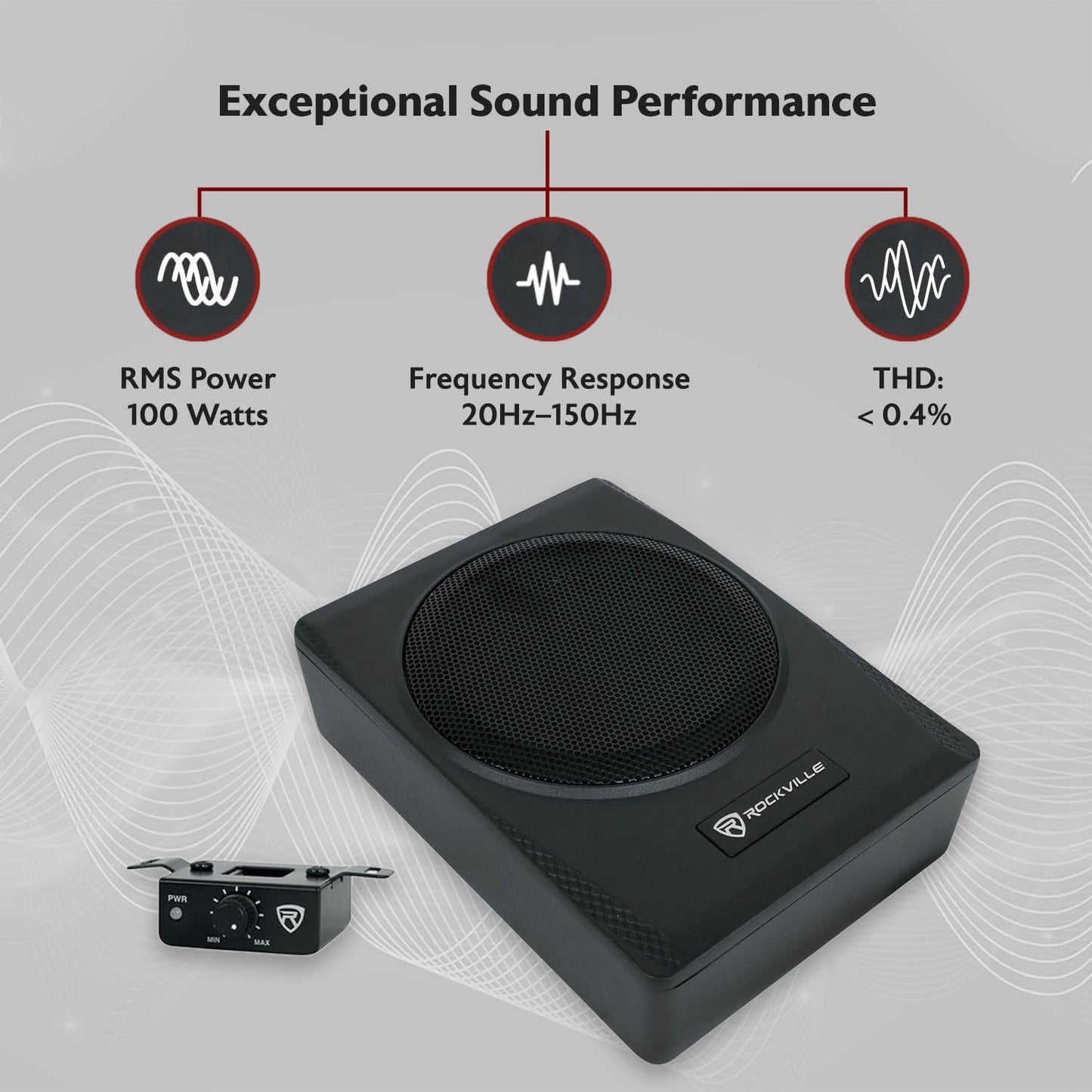 Slim Under-Seat Powered Subwoofer with Built-In Amplifier
