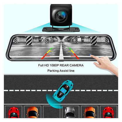10" IPS Mirror Dash Cam with Dual Lens Full HD Recording