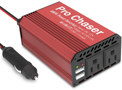 400W Car Power Inverter with Dual AC Outlets & Dual USB Ports