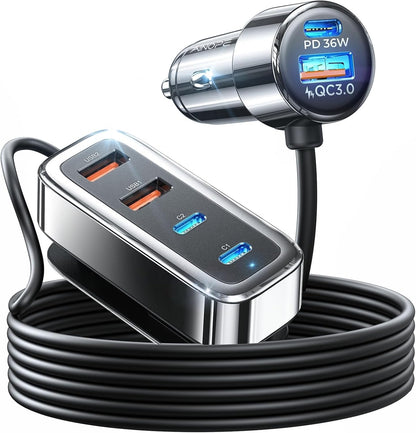 108W Multi-Port Car Charger with PD & QC Fast Charging