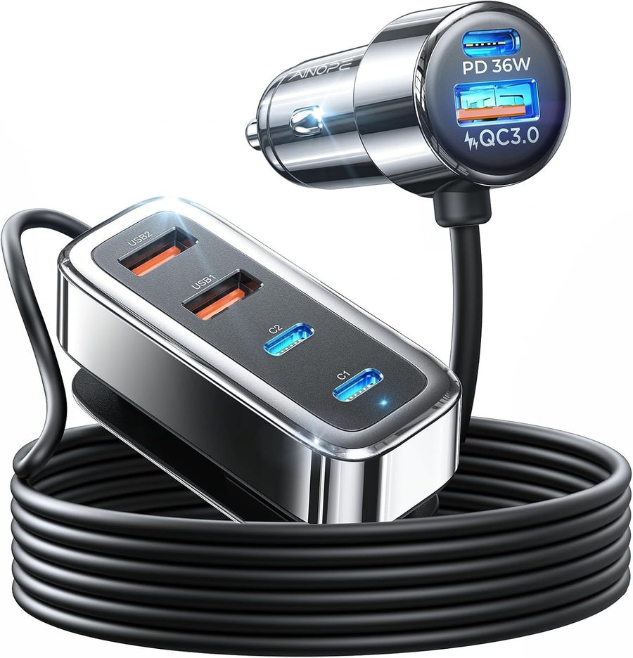 108W Multi-Port Car Charger with PD & QC Fast Charging