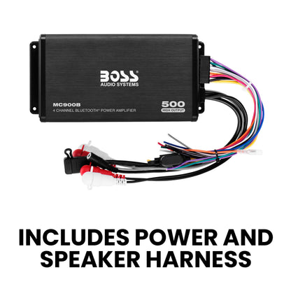 4-Channel 500W Car/ATV/UTV Amplifier with Bluetooth & Weatherproof Design
