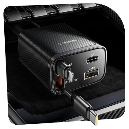 84W Retractable USB-C Car Charger with Fast Charging
