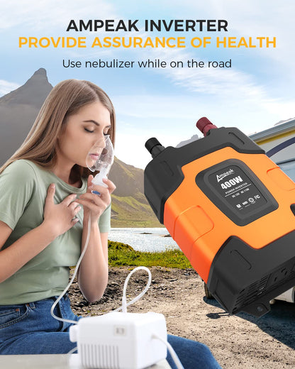 Car Power Inverter with 2 AC Outlets & Dual USB Ports