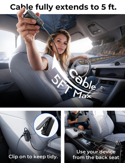 108W Multi-Port Car Charger with PD & QC Fast Charging