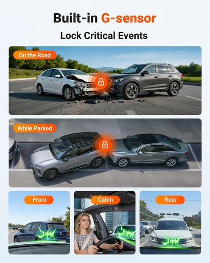 3-Channel 4K Dash Cam with STARVIS 2, GPS, WiFi & Parking Mode