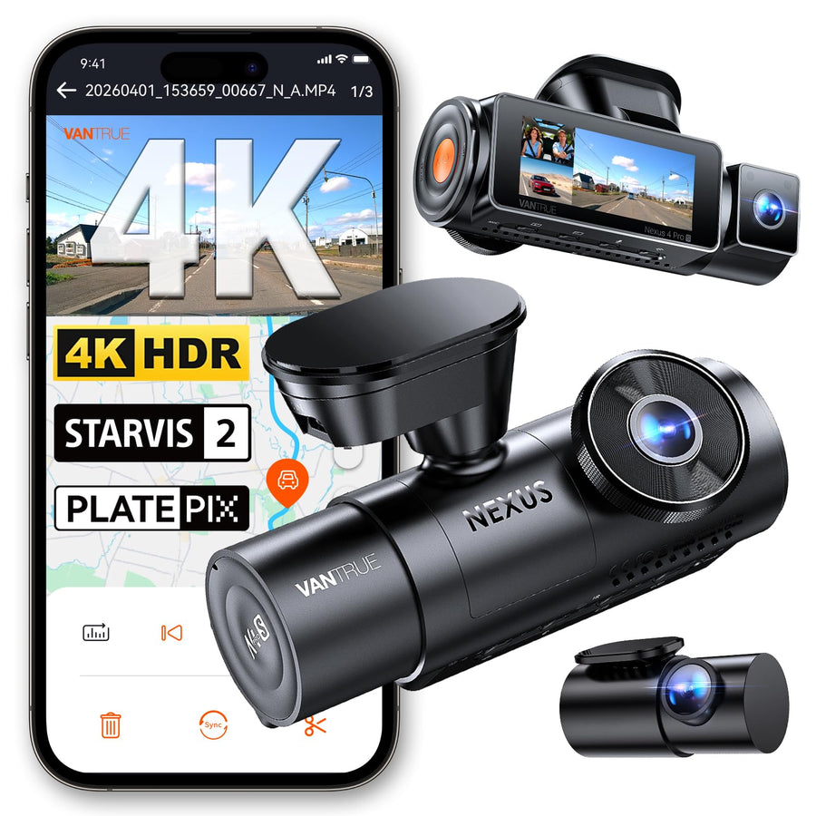 3-Channel 4K Dash Cam with STARVIS 2, GPS, WiFi & Parking Mode