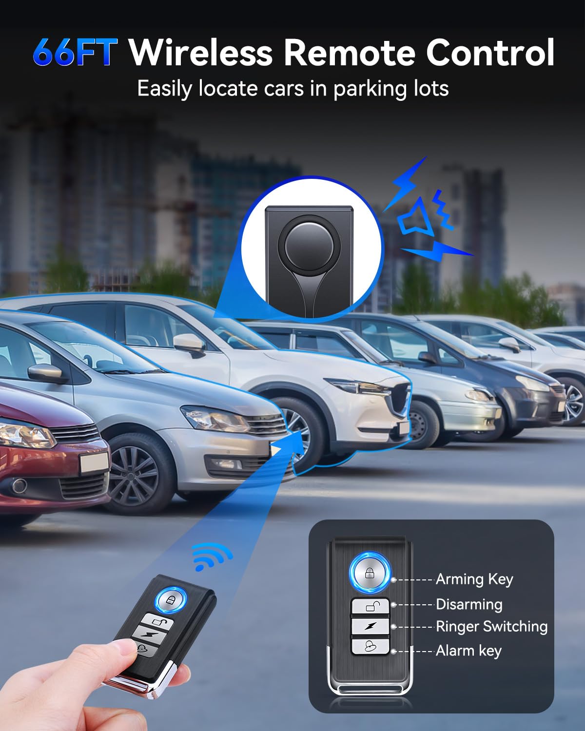 108dB Car Anti-Theft Alarm System with Vibration Sensor & Remote