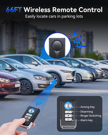 108dB Car Anti-Theft Alarm System with Vibration Sensor & Remote