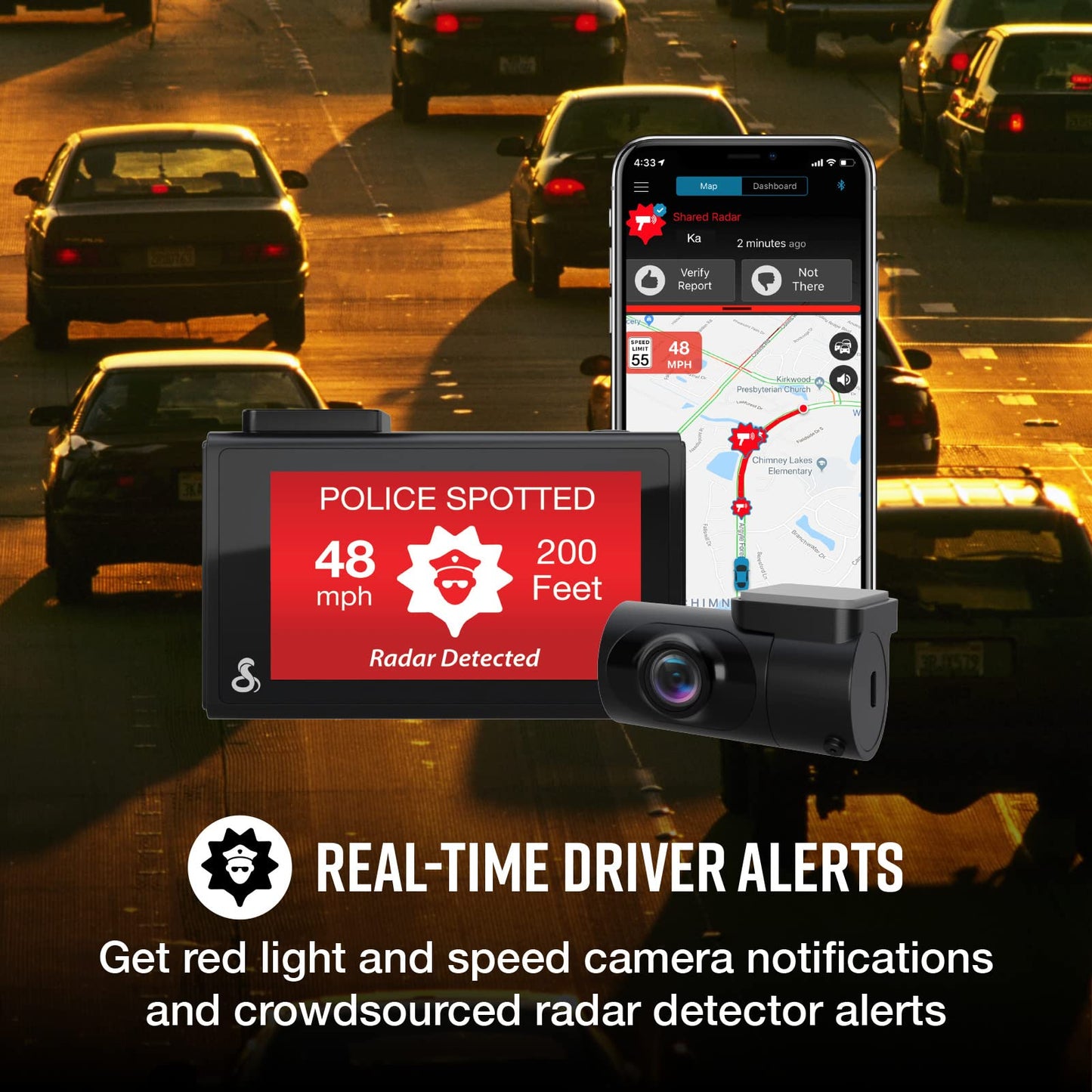 Dual Quad HD Dash Cam with GPS, WiFi & 24/7 Parking Protection